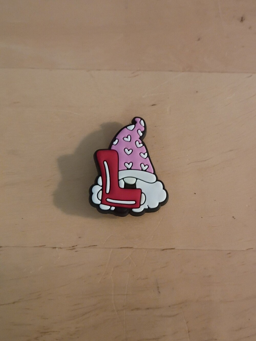10 for $10 Jibbitz Croc Charms - Gnome Pink Heart Hat w/ Red Letter L - New